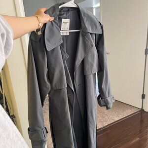 Abercrombie & Fitch Gray Classic Trench Coat